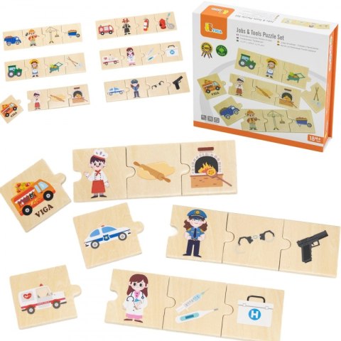 VIGA Zestaw Drewniana Układanka Puzzle Dopasuj Zawody z Narzędziami VIGA Zestaw Drewniana Układanka Puzzle Dopasuj Zawody z Narzędziami