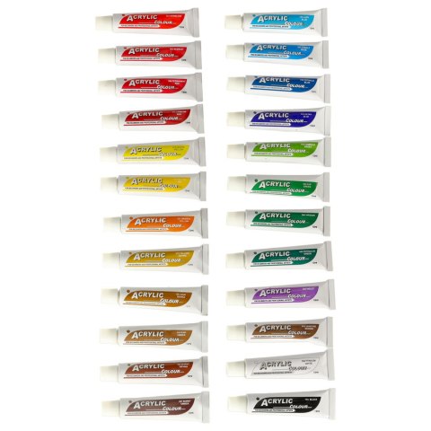 Farby akrylowe w tubkach tubce duży zestaw 24x12ml kolory Farby akrylowe w tubkach tubce duży zestaw 24x12ml kolory