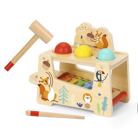 TOOKY TOY Drewniana Przebijanka Wbijanka 2w1 Instrument Muzyczny Zwierzątka z Cymbałkami Wiewiórka TOOKY TOY Drewniana Przebijanka Wbijanka 2w1 Instrument Muzyczny Zwierzątka z Cymbałkami Wiewiórka