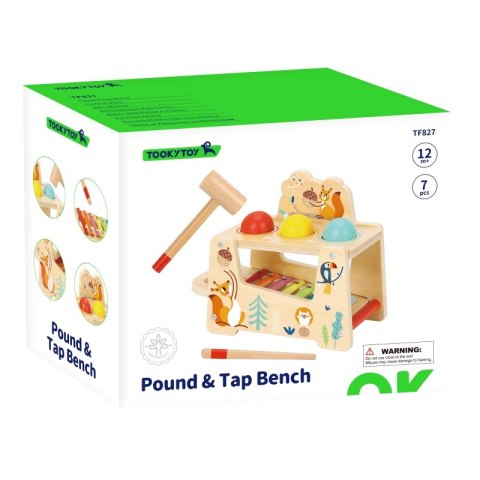 TOOKY TOY Drewniana Przebijanka Wbijanka 2w1 Instrument Muzyczny Zwierzątka z Cymbałkami Wiewiórka TOOKY TOY Drewniana Przebijanka Wbijanka 2w1 Instrument Muzyczny Zwierzątka z Cymbałkami Wiewiórka