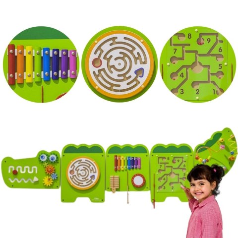 VIGA Tablica Sensoryczna Manipulacyjna Krokodyl Certyfikat FSC Montessori VIGA Tablica Sensoryczna Manipulacyjna Krokodyl Certyfikat FSC Montessori