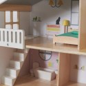 CLASSIC WORLD Duży Drewniany Domek dla Lalek 2 Figurki NATURALNE DREWNO 28 el.