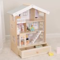 CLASSIC WORLD Duży Drewniany Domek dla Lalek 2 Figurki NATURALNE DREWNO 28 el.