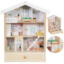 CLASSIC WORLD Duży Drewniany Domek dla Lalek 2 Figurki NATURALNE DREWNO 28 el.