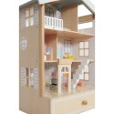CLASSIC WORLD Duży Drewniany Domek dla Lalek 2 Figurki NATURALNE DREWNO 28 el.