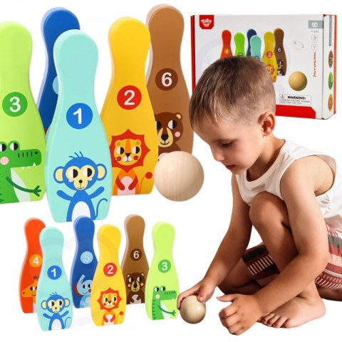 TOOKY TOY Drewniane Kręgle dla Dzieci 6 szt. + Piłka TOOKY TOY Drewniane Kręgle dla Dzieci 6 szt. + Piłka