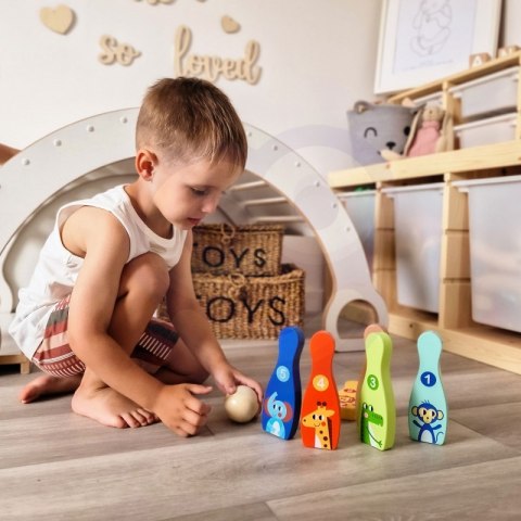 TOOKY TOY Drewniane Kręgle dla Dzieci 6 szt. + Piłka TOOKY TOY Drewniane Kręgle dla Dzieci 6 szt. + Piłka
