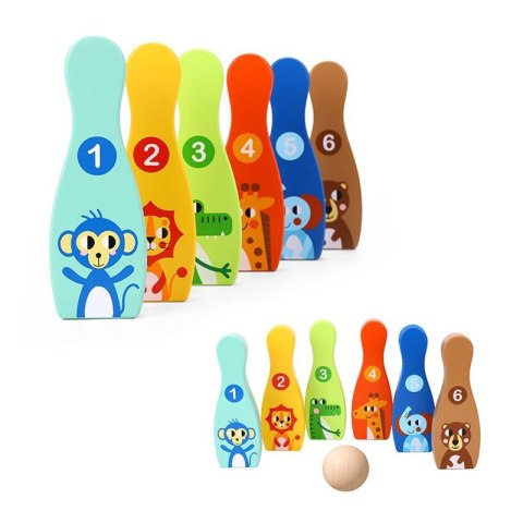 TOOKY TOY Drewniane Kręgle dla Dzieci 6 szt. + Piłka TOOKY TOY Drewniane Kręgle dla Dzieci 6 szt. + Piłka