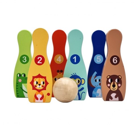 TOOKY TOY Drewniane Kręgle dla Dzieci 6 szt. + Piłka TOOKY TOY Drewniane Kręgle dla Dzieci 6 szt. + Piłka