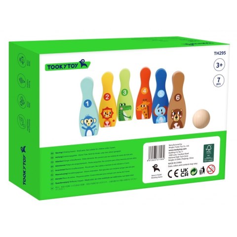 TOOKY TOY Drewniane Kręgle dla Dzieci 6 szt. + Piłka TOOKY TOY Drewniane Kręgle dla Dzieci 6 szt. + Piłka