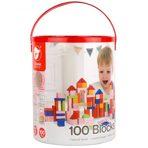 CLASSIC WORLD Drewniane Kolorowe Klocki 100 el. CLASSIC WORLD Drewniane Kolorowe Klocki 100 el.