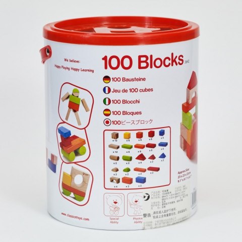 CLASSIC WORLD Drewniane Kolorowe Klocki 100 el. CLASSIC WORLD Drewniane Kolorowe Klocki 100 el.
