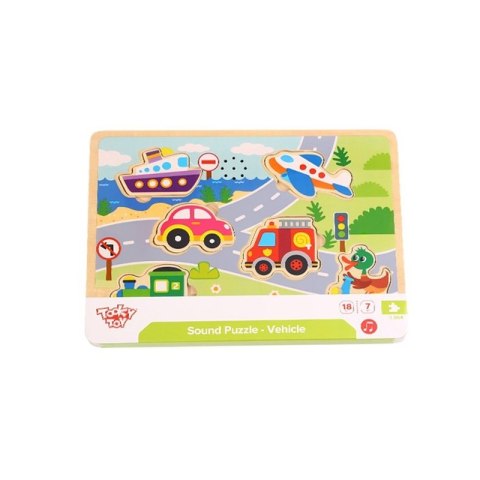TOOKY TOY Drewniane Puzzle Montessori Dźwiękowe Układanka Pojazdy do Dopasowania TOOKY TOY Drewniane Puzzle Montessori Dźwiękowe Układanka Pojazdy do Dopasowania