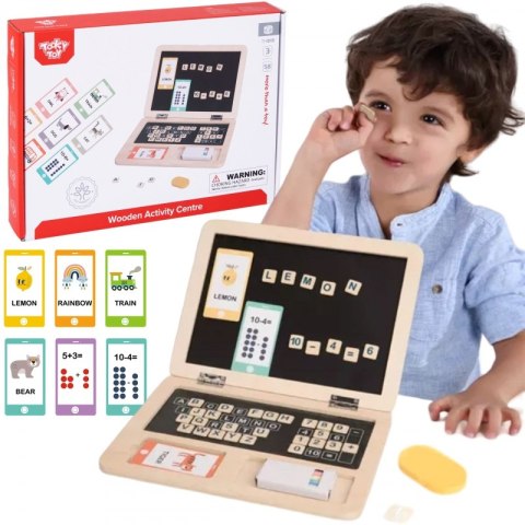 TOOKY TOY Drewniany Laptop Układanka Montessori Puzzle Nauka Literek Pisania Tablica Suchościeralna 58 el. TOOKY TOY Drewniany Laptop Układanka Montessori Puzzle Nauka Literek Pisania Tablica Suchościeralna 58 el.