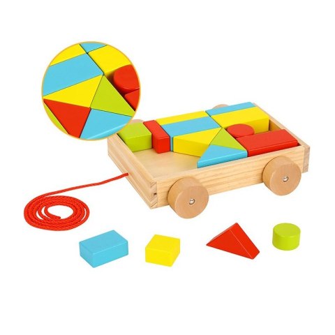 TOOKY TOY Drewniany Wózek z Klockami 16 el. TOOKY TOY Drewniany Wózek z Klockami 16 el.