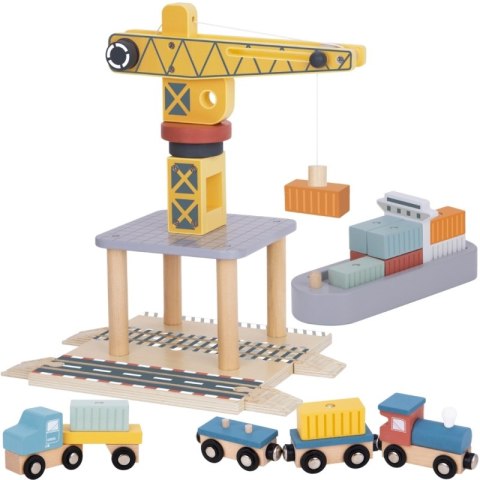 TOOKY TOY Dźwig Portowy Drewniany Zestaw TOOKY TOY Dźwig Portowy Drewniany Zestaw