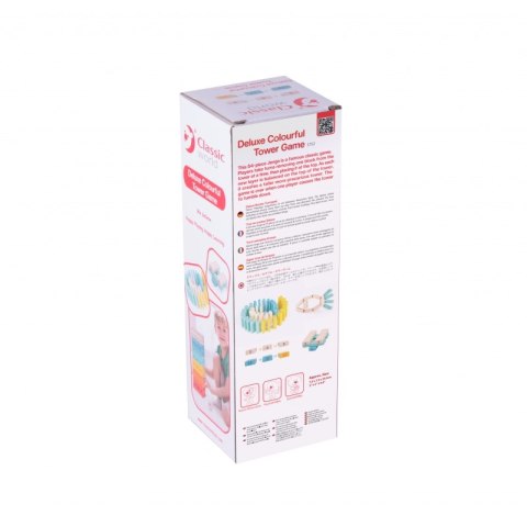 CLASSIC WORLD Drewniana Gra Zręcznościowa Wieża Kostki Domino Zestaw Deluxe CLASSIC WORLD Drewniana Gra Zręcznościowa Wieża Kostki Domino Zestaw Deluxe