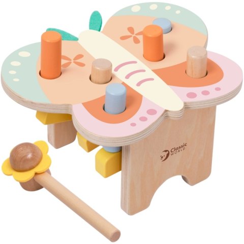 CLASSIC WORLD Wbijak Pastelowy Motylek Montessori z Młoteczkiem CLASSIC WORLD Wbijak Pastelowy Motylek Montessori z Młoteczkiem