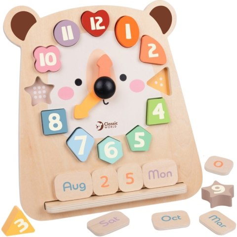 CLASSIC WORLD Zegar Miś Montessori Edukacyjny 3w1 Nauka Czasu Liczenia i Daty CLASSIC WORLD Zegar Miś Montessori Edukacyjny 3w1 Nauka Czasu Liczenia i Daty