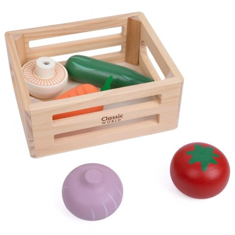 CLASSIC WORLD Zestaw Drewnianych Warzyw w Koszyku 6 el. CLASSIC WORLD Zestaw Drewnianych Warzyw w Koszyku 6 el.
