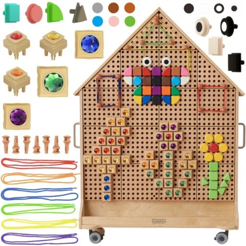 MASTERKIDZ Drewniana Tablica STEM Wolnostojąca XXL w Kształcie Domu + Akcesoria MASTERKIDZ Drewniana Tablica STEM Wolnostojąca XXL w Kształcie Domu + Akcesoria