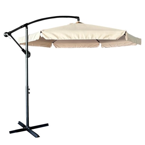 Parasol ogrodowy duży składany z wysięgnikiem 290cm beżowy Parasol ogrodowy duży składany z wysięgnikiem 290cm beżowy