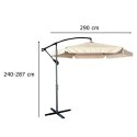 Parasol ogrodowy duży składany z wysięgnikiem 290cm beżowy