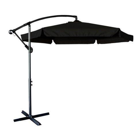 Parasol ogrodowy duży składany z wysięgnikiem 290cm czarny Parasol ogrodowy duży składany z wysięgnikiem 290cm czarny