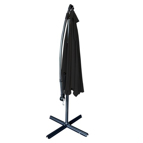 Parasol ogrodowy duży składany z wysięgnikiem 290cm czarny Parasol ogrodowy duży składany z wysięgnikiem 290cm czarny