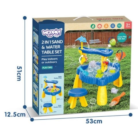 WOOPIE Stolik Wodny XL z Krzesełkiem 2w1 Piaskownica Delfinek 12el. WOOPIE Stolik Wodny XL z Krzesełkiem 2w1 Piaskownica Delfinek 12el.