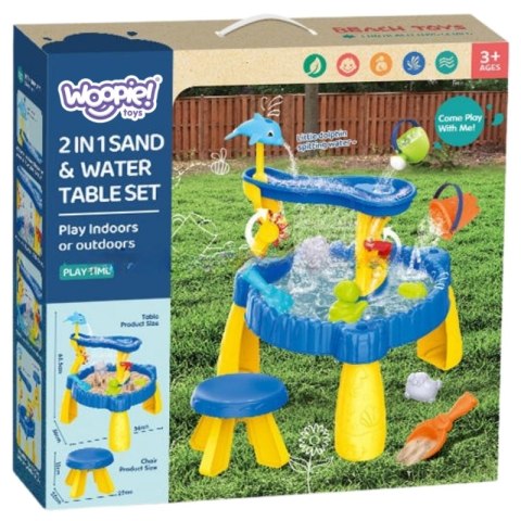 WOOPIE Stolik Wodny XL z Krzesełkiem 2w1 Piaskownica Delfinek 12el. WOOPIE Stolik Wodny XL z Krzesełkiem 2w1 Piaskownica Delfinek 12el.