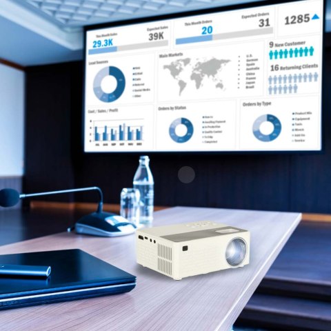 Projektor rzutnik przenośny LED TFT LCD 16:9 1920x1080 USB 20W biały Projektor rzutnik przenośny LED TFT LCD 16:9 1920x1080 USB 20W biały