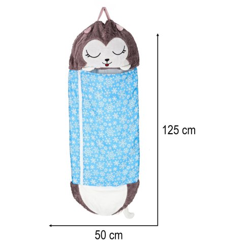 Śpiwór do spania dla dzieci turystyczny poduszka 2w1 125x50cm niebieski Śpiwór do spania dla dzieci turystyczny poduszka 2w1 125x50cm niebieski