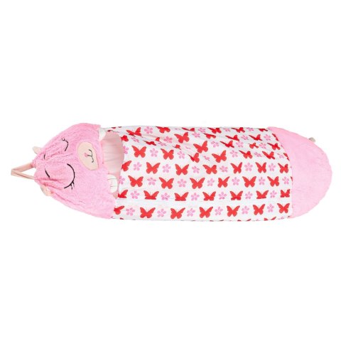 Śpiwór do spania dla dzieci turystyczny poduszka 2w1 125x50cm różowy Śpiwór do spania dla dzieci turystyczny poduszka 2w1 125x50cm różowy