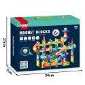 WOOPIE Klocki Magnetyczne Konstrukcyjne 3D Zestaw Edukacyjny Tor Kulkowy Kulodrom LED 105el.