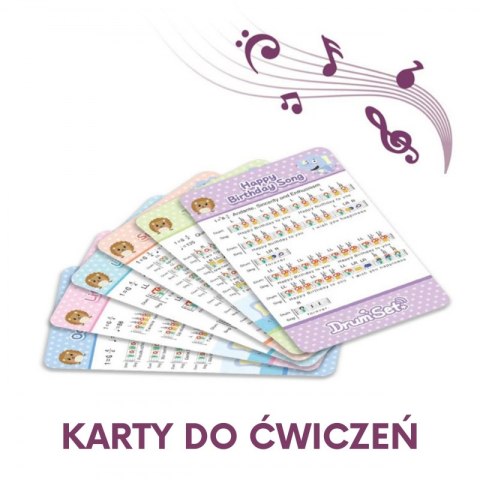 WOOPIE Perkusja Edukacyjna dla Dzieci 5 Bębnów 1 Talerz + Taboret z Motywem Zwierzątek WOOPIE Perkusja Edukacyjna dla Dzieci 5 Bębnów 1 Talerz + Taboret z Motywem Zwierzątek