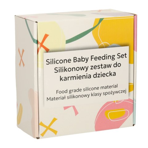 Naczynia silikonowe dla dzieci sowa zestaw 8 elementów beżowe Naczynia silikonowe dla dzieci sowa zestaw 8 elementów beżowe