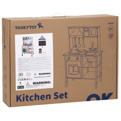 TOOKY TOY Duża Drewniana Kuchnia dla Dzieci 10 el. FSC TOOKY TOY Duża Drewniana Kuchnia dla Dzieci 10 el. FSC