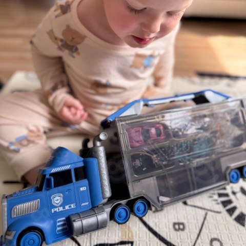 WOOPIE Ciężarówka Policyjna 2w1Transporter Tor Samochodowy WOOPIE Ciężarówka Policyjna 2w1Transporter Tor Samochodowy