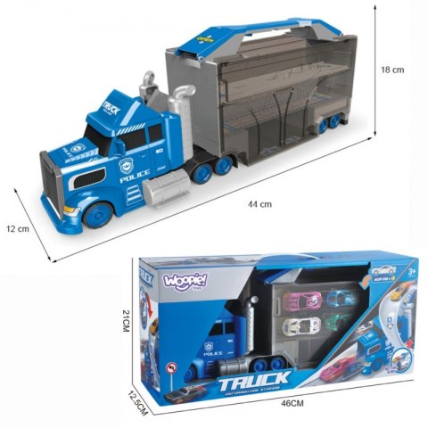 WOOPIE Ciężarówka Policyjna 2w1Transporter Tor Samochodowy WOOPIE Ciężarówka Policyjna 2w1Transporter Tor Samochodowy