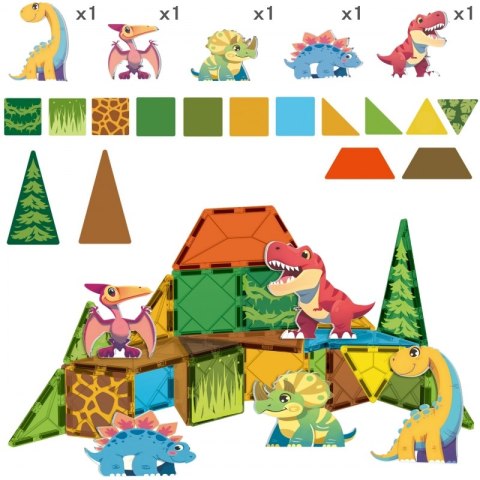 WOOPIE Magnetyczne Klocki Konstrukcyjne 7,5 cm Dino 30 el. WOOPIE Magnetyczne Klocki Konstrukcyjne 7,5 cm Dino 30 el.