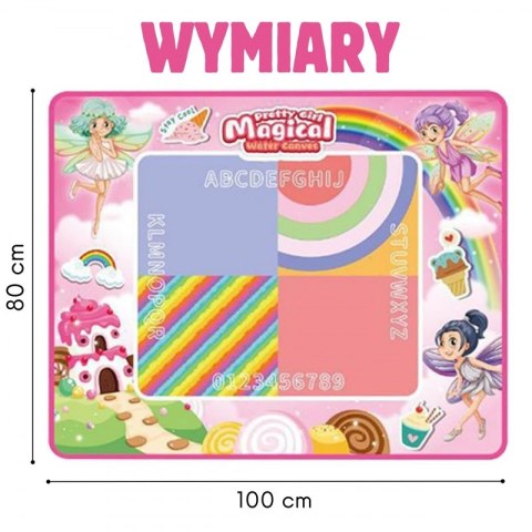 WOOPIE Mata Wodna do Malowania XXL 100x80cm Wróżki Różowa WOOPIE Mata Wodna do Malowania XXL 100x80cm Wróżki Różowa