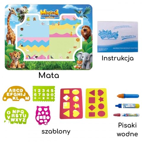 WOOPIE Mata Wodna do Malowania Safari Literki Cyferki WOOPIE Mata Wodna do Malowania Safari Literki Cyferki
