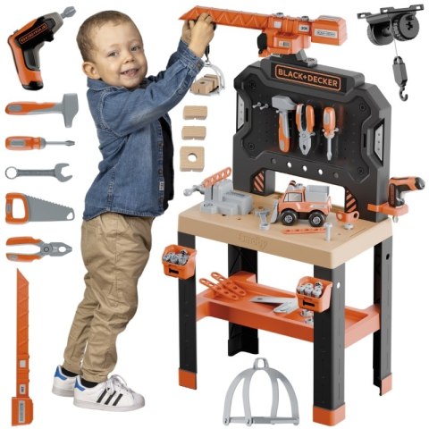 SMOBY Warsztat z Dźwigiem Black+Decker Bricolo Builder SMOBY Warsztat z Dźwigiem Black+Decker Bricolo Builder