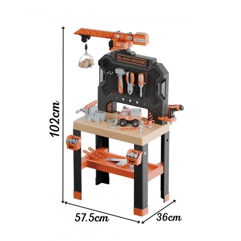 SMOBY Warsztat z Dźwigiem Black+Decker Bricolo Builder SMOBY Warsztat z Dźwigiem Black+Decker Bricolo Builder