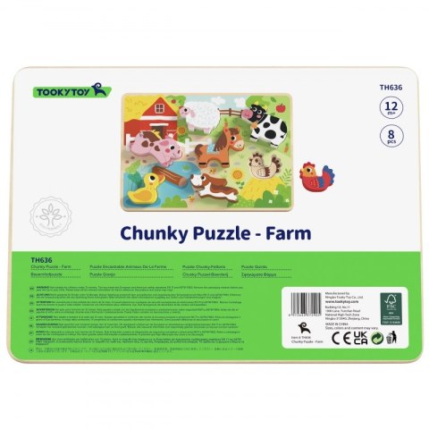 Tooky Toy Drewniane Puzzle Montessori Zwierzątka Farma Dopasuj Kształty Tooky Toy Drewniane Puzzle Montessori Zwierzątka Farma Dopasuj Kształty