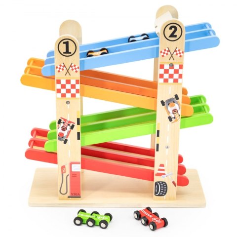 VIGA Drewniana Podwójna Zjeżdżalnia Dla Samochodzików Tor Wyścigowy VIGA Drewniana Podwójna Zjeżdżalnia Dla Samochodzików Tor Wyścigowy