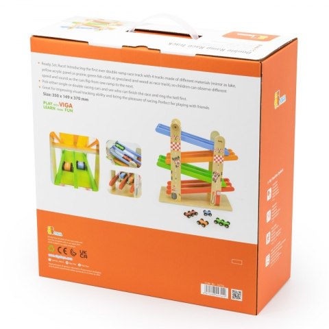 VIGA Drewniana Podwójna Zjeżdżalnia Dla Samochodzików Tor Wyścigowy VIGA Drewniana Podwójna Zjeżdżalnia Dla Samochodzików Tor Wyścigowy