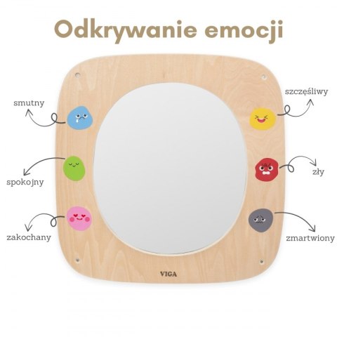 VIGA Drewniana Tablica z Lustrem i Emotkami VIGA Drewniana Tablica z Lustrem i Emotkami