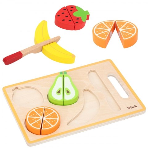 VIGA Drewniana Układanka Edukacyjna Montessori Owoce do Krojenia VIGA Drewniana Układanka Edukacyjna Montessori Owoce do Krojenia